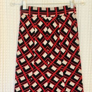 Vintage Wool Knit Skirt Women’s XS Von Furstenberg Designer Red Black Plaid